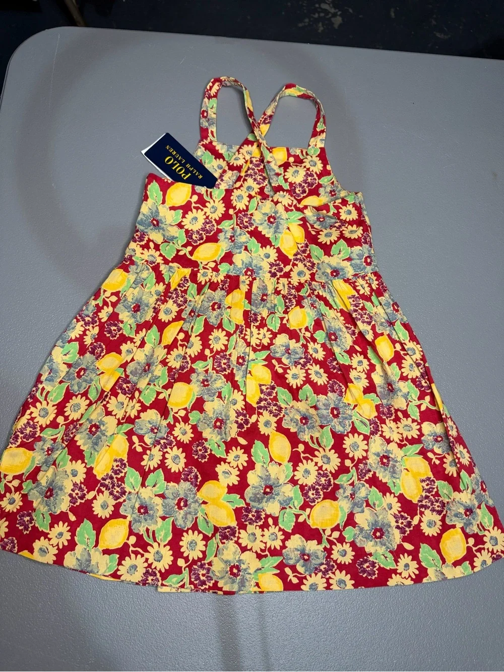 Polo Ralph Lauren Y2K Floral Lemon Print Dress Girls Size 4 NWT
